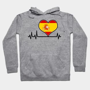 Spain Flag Heart Heartbeat EKG Hoodie